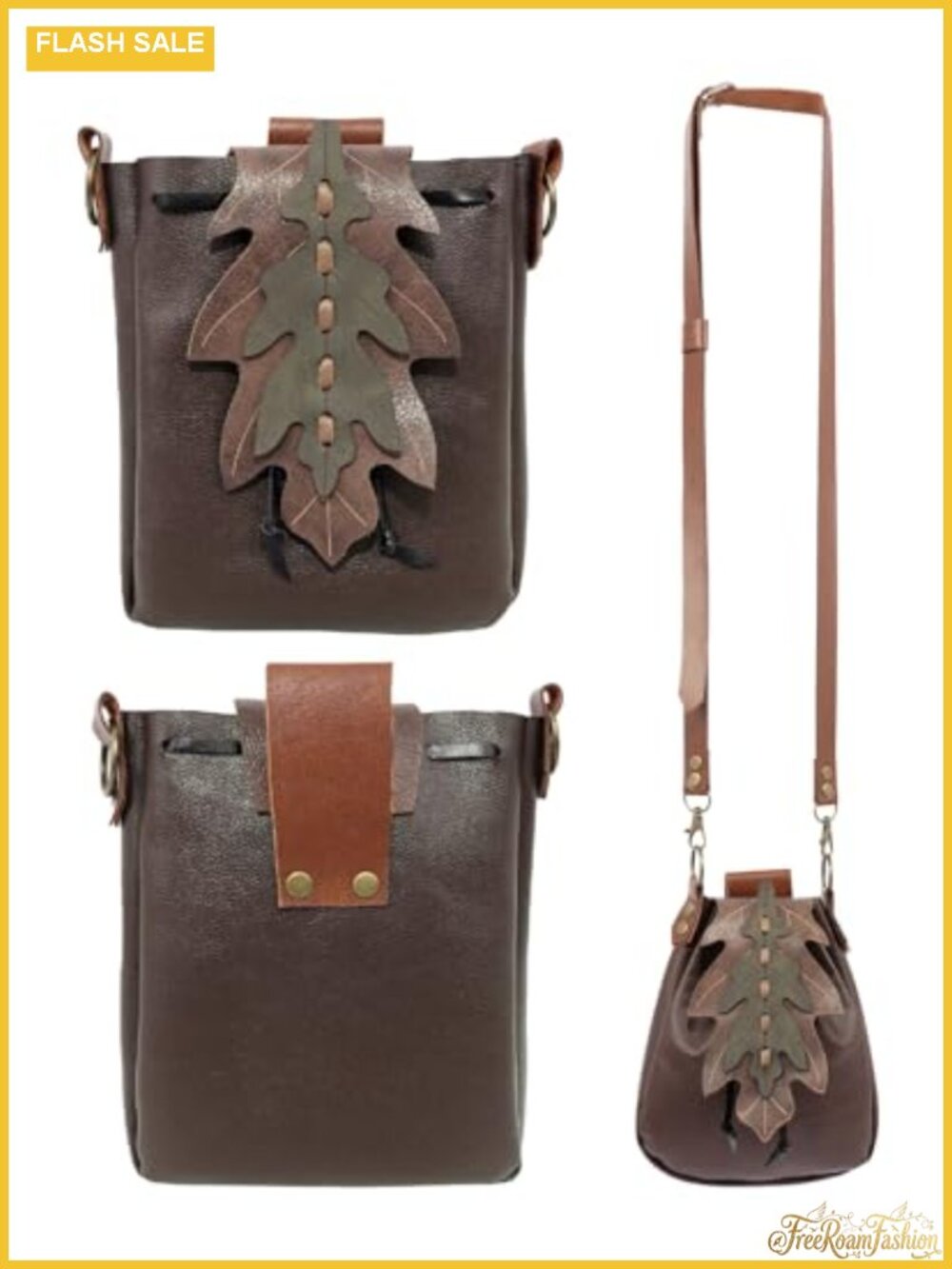 Renaissance Leaf Purse Faux Leather Medieval Belt Pouch Shoulder Bag Ren Faire